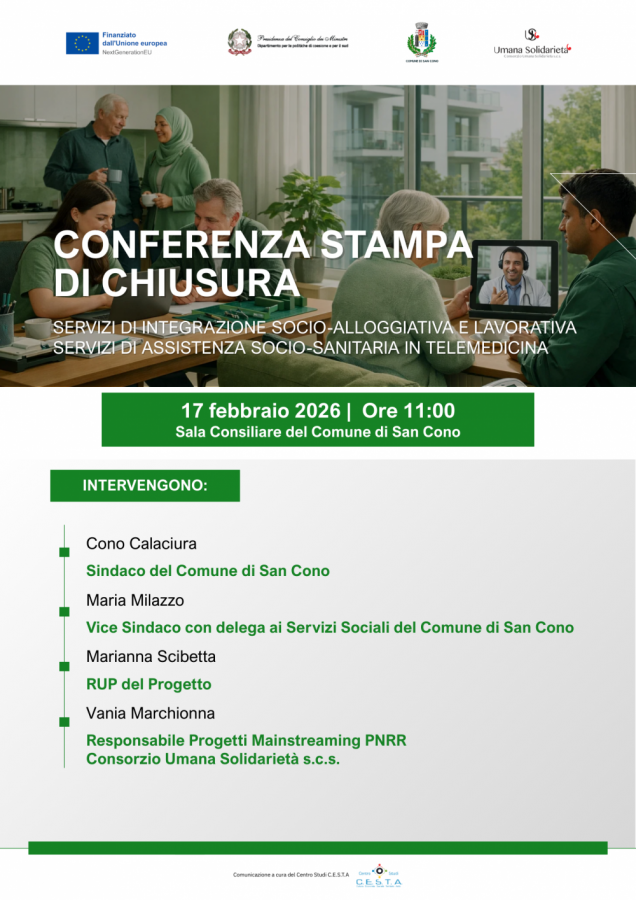 San Cono: chiusura progetto PNRR servizi socio-assistenziali, bilancio e prospettive per l’inclusione